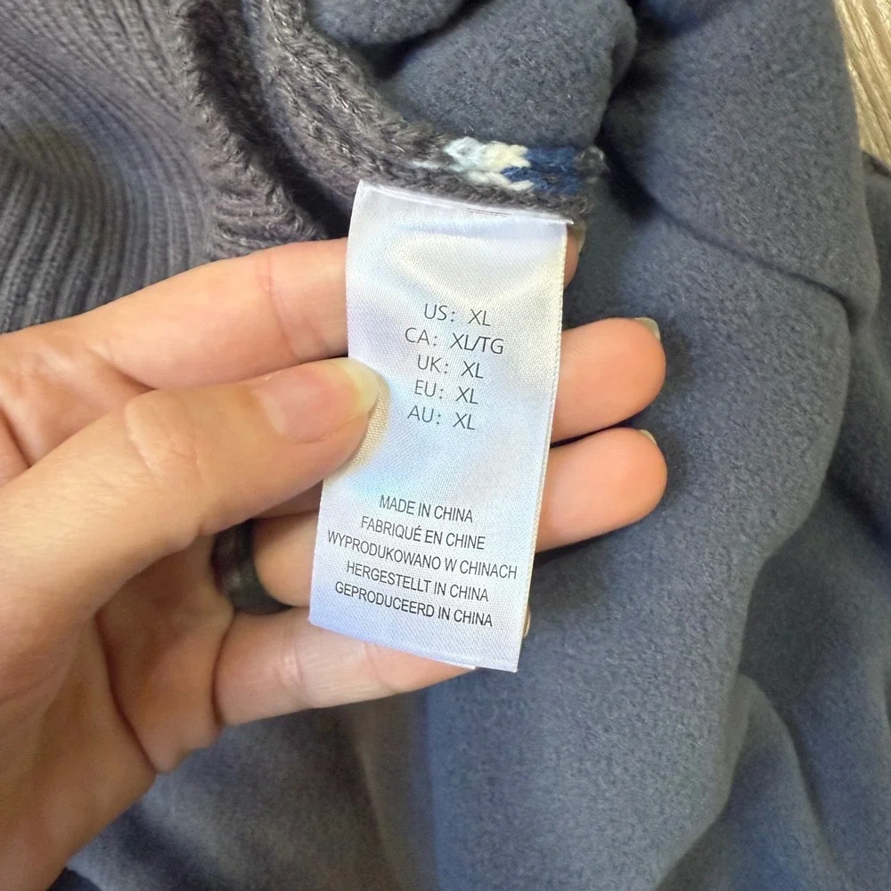 Nautica Pet Gray Fair‎ Isle Dog Sweater Blue XL Winter Fleece Lined